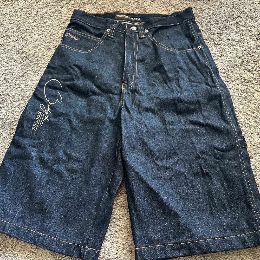 Brooklyn Express Men's Denim Shorts 30 Waist Decorative Stitching